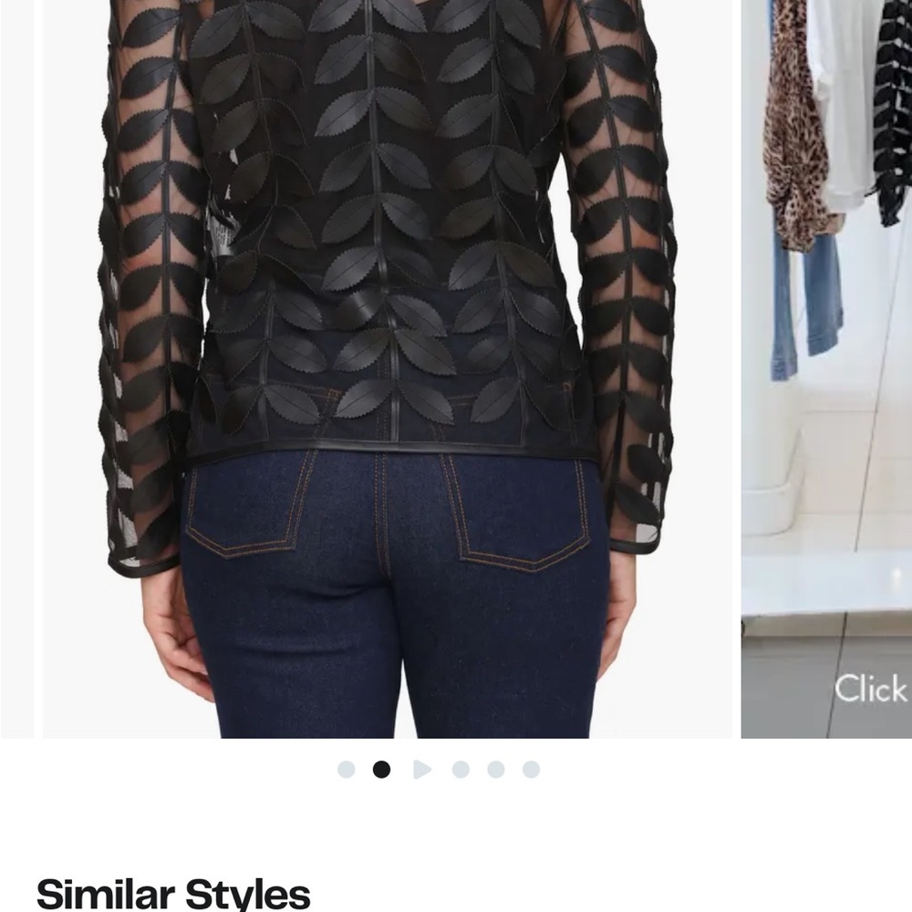 Chic Black Leaf Pattern Sheer Jacket - image 2